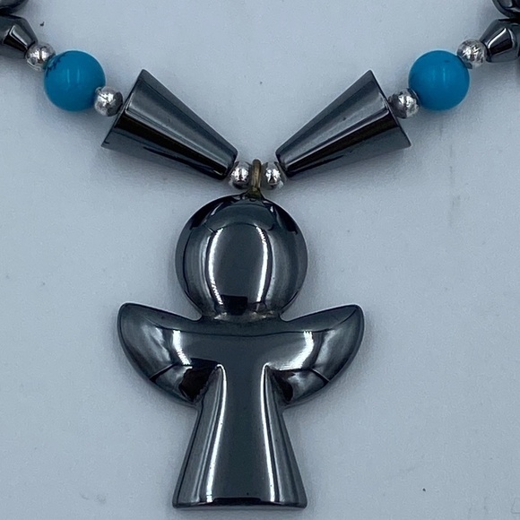 UNIQUE Angel necklace with turquoise stones 18" - Picture 4 of 7